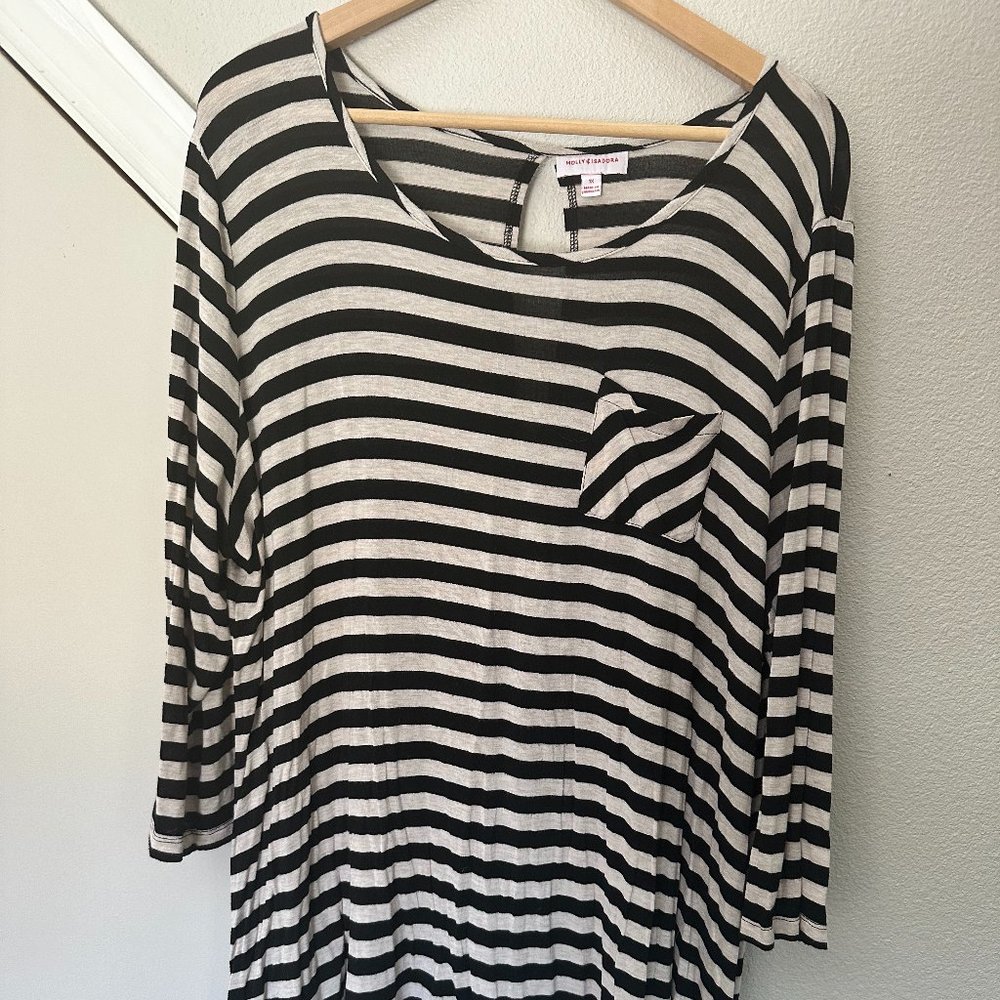 Molly & Isadora, Stacey Split Back Tee, tunic 3/4 length sleeve tee, size 1X